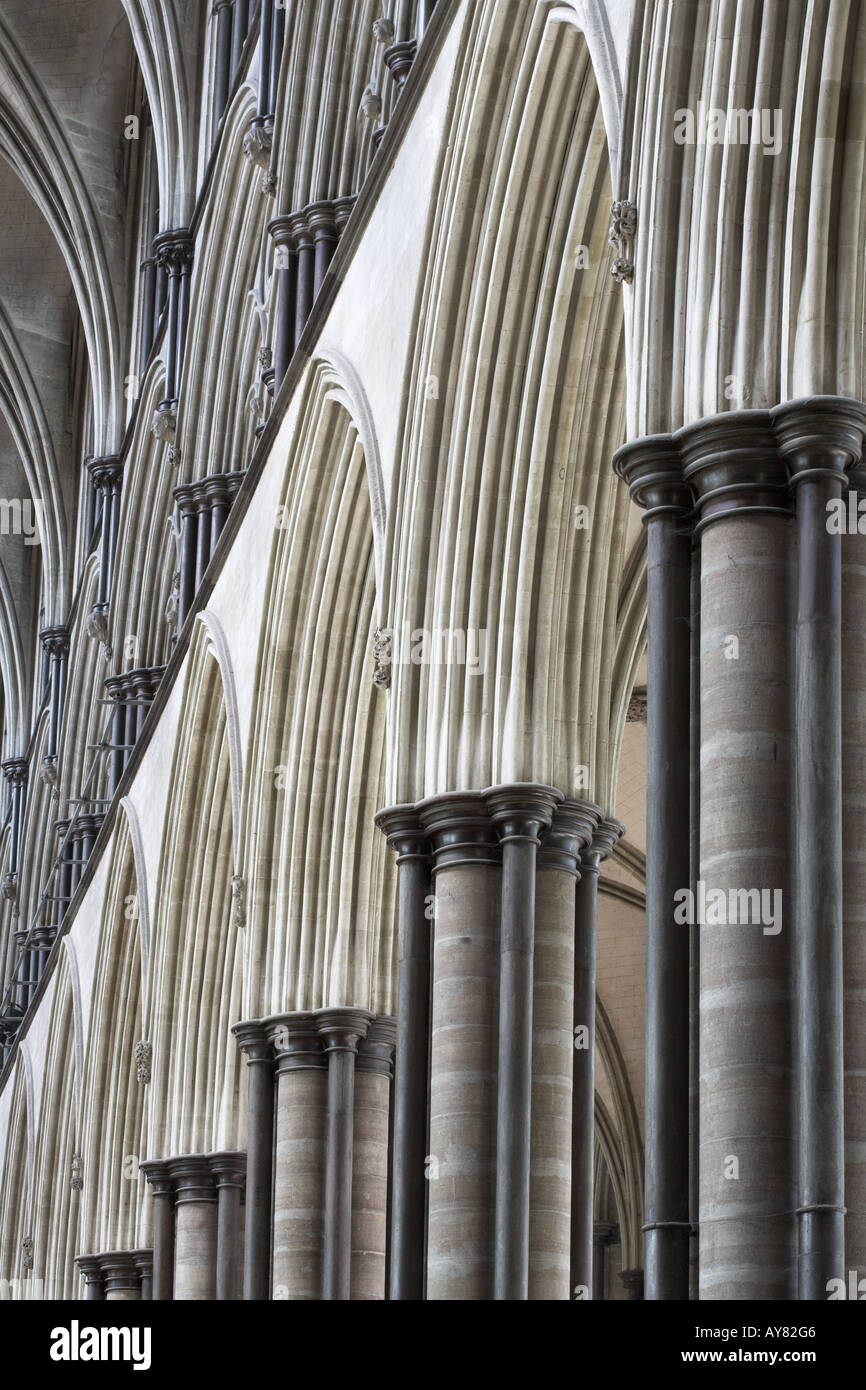 La Cattedrale di Salisbury, Wiltshire, dal 1220. Foto Stock