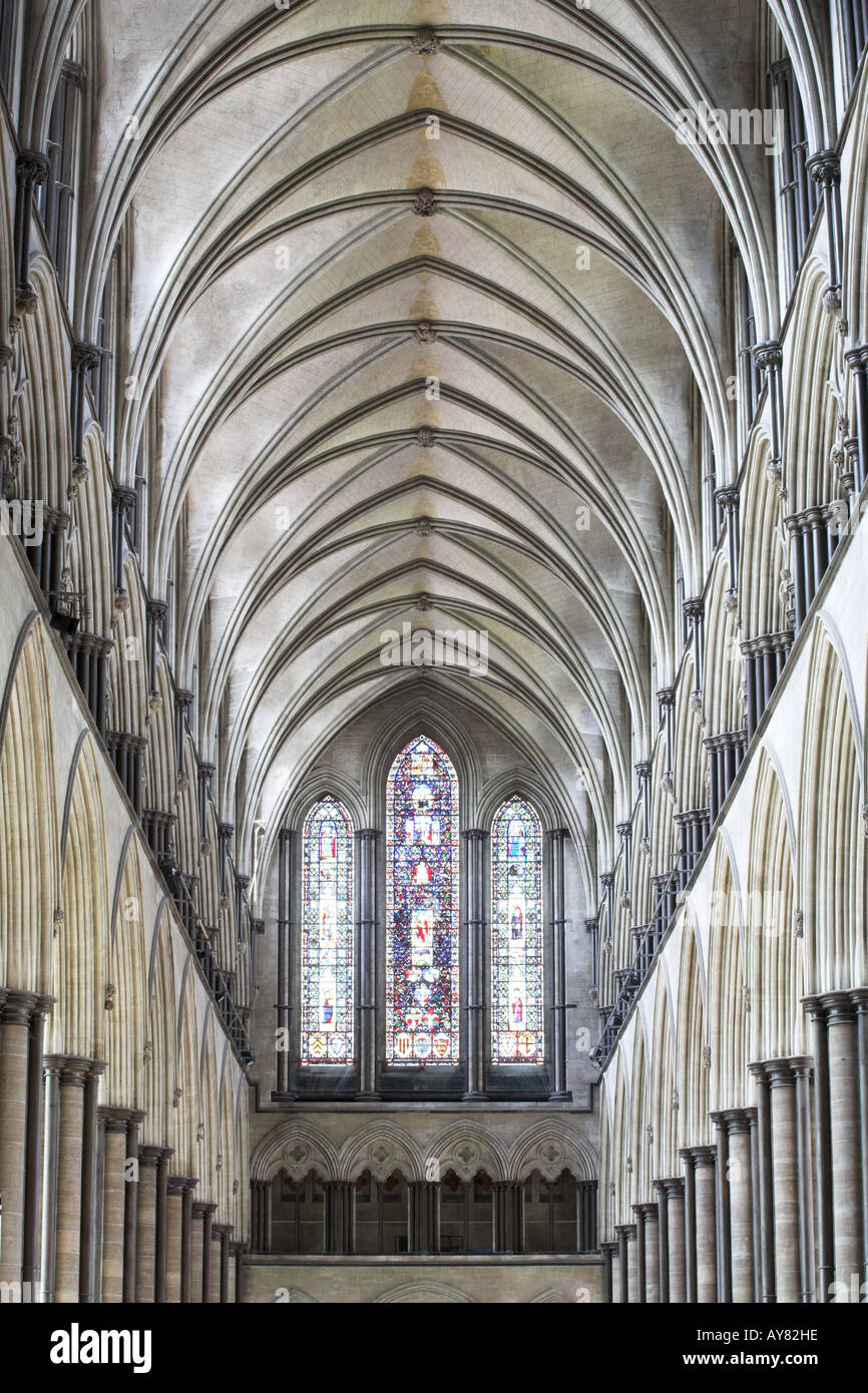 La Cattedrale di Salisbury, Wiltshire, dal 1220. Foto Stock