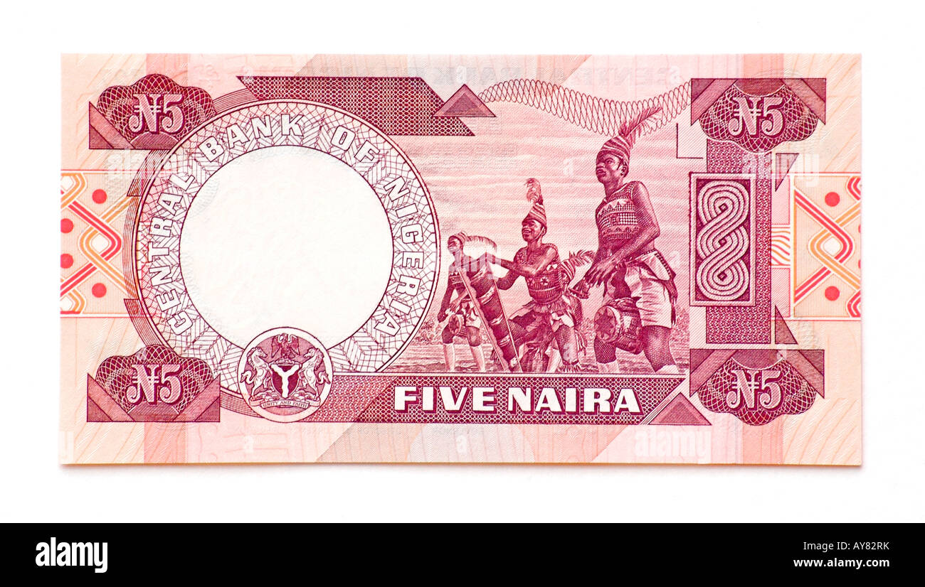Nigeria 5 Naira nota banca Foto Stock
