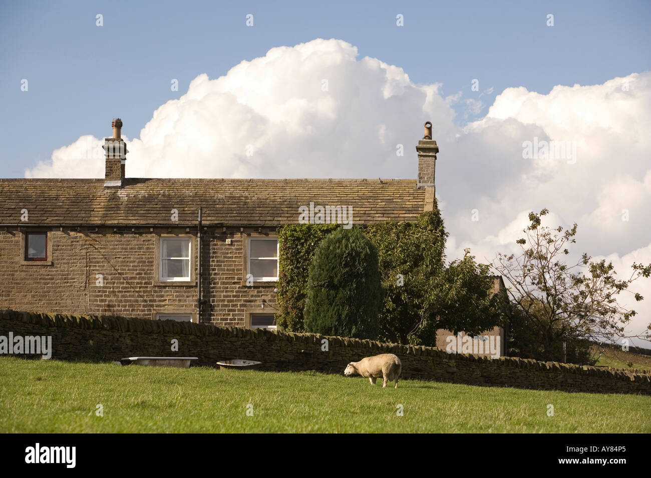 Regno Unito Yorkshire Holmfirth Holme villaggio costruito in pietra rustico Foto Stock