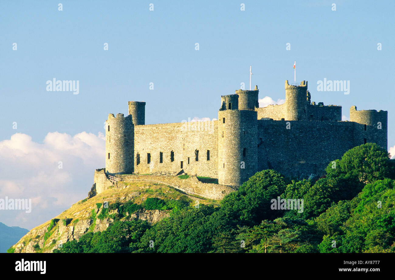 Harlech Castle in Gwynedd sulla costa occidentale del Galles, UK. Costruito da Re Edoardo 1A Foto Stock