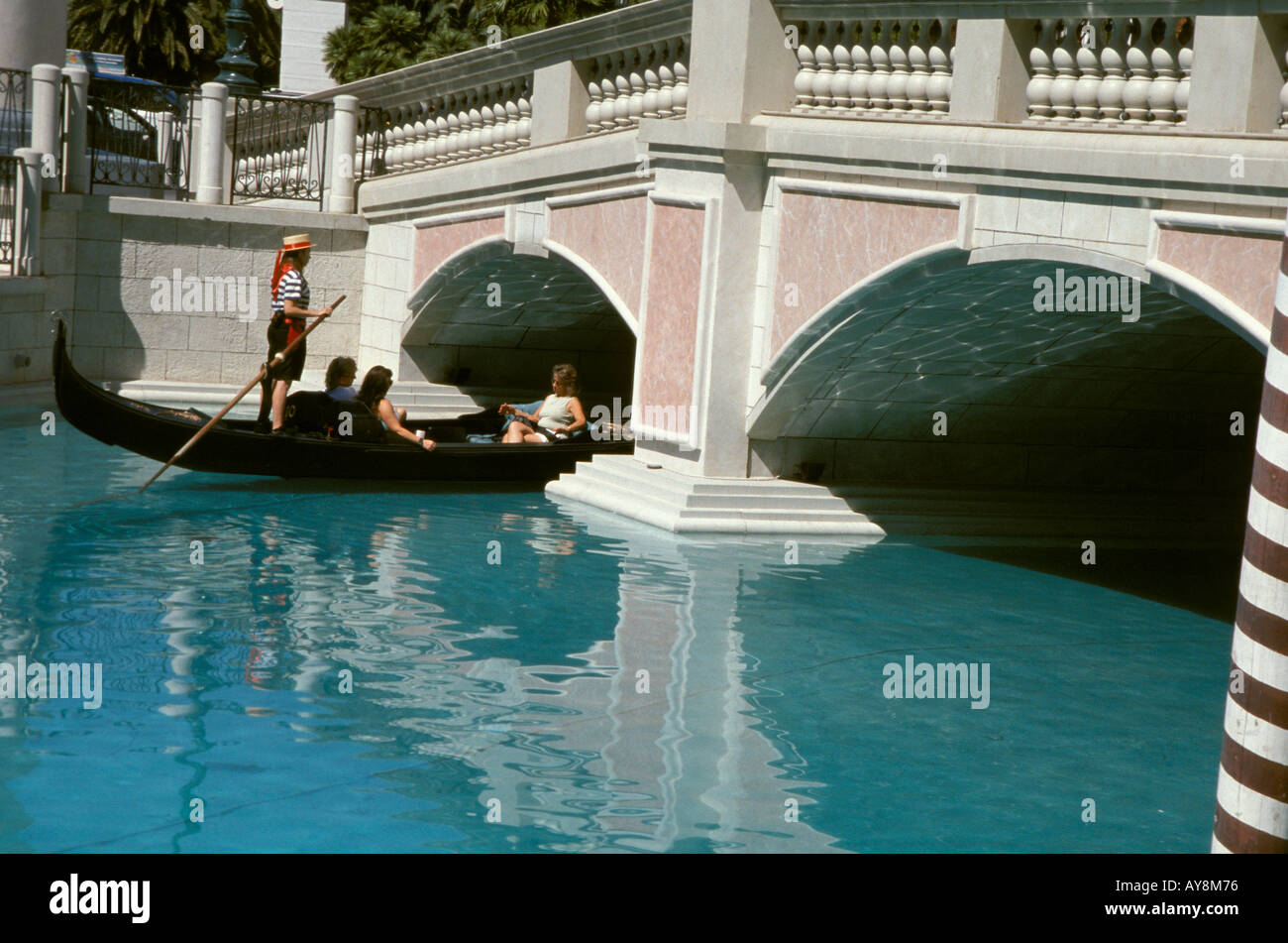 Gondole in fronte del Venetian Hotel Las Vegas NV Nevada Foto Stock