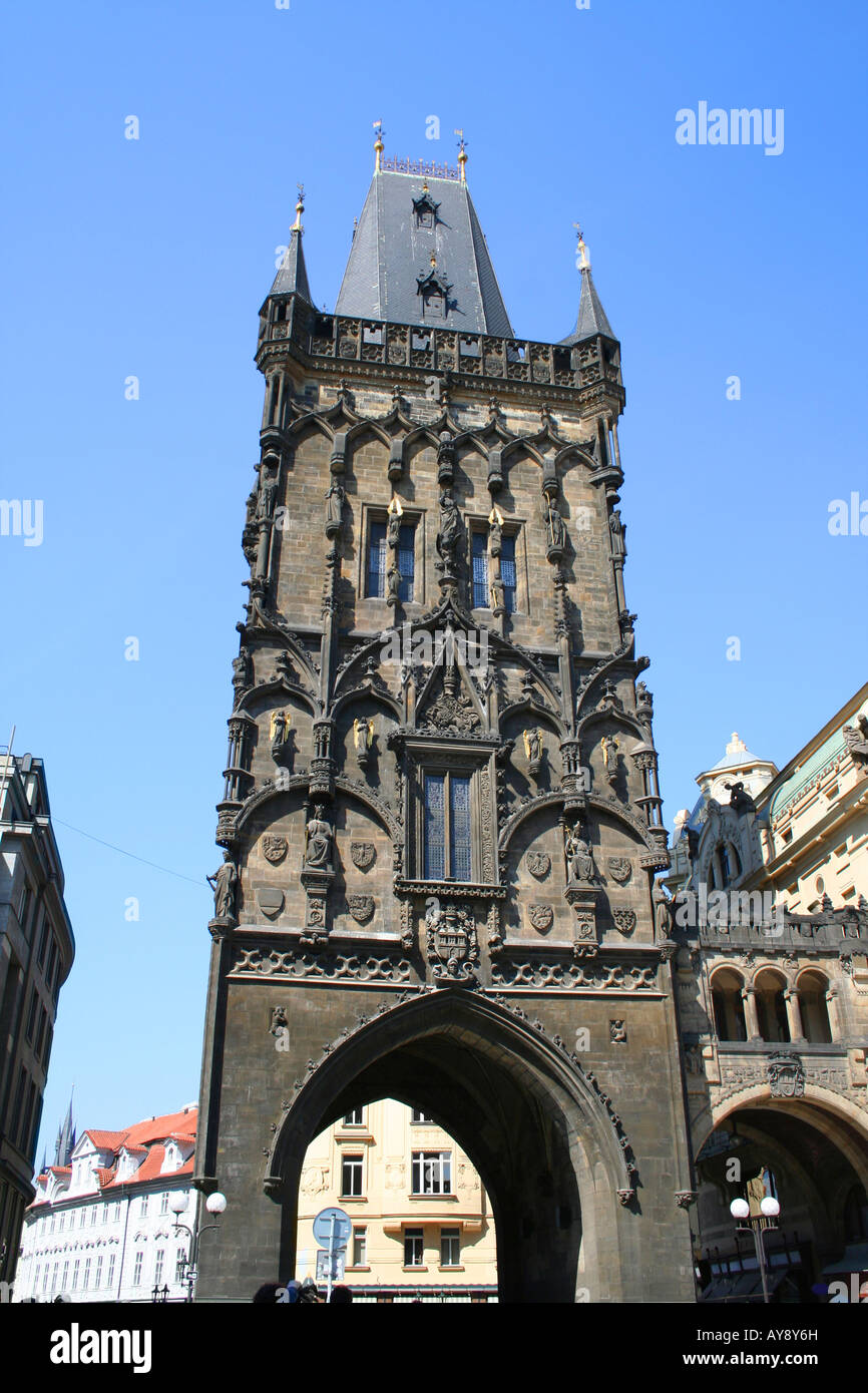 Pistola Mightiness powder tower Praga Repubblica Ceca Foto Stock