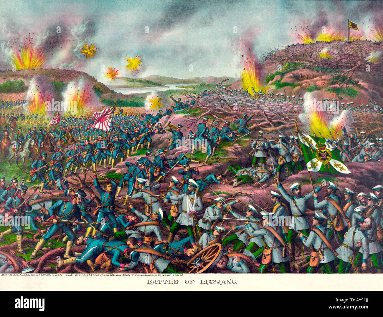 Battaglia di Liaojang in guerra Russo-Giapponese Foto Stock