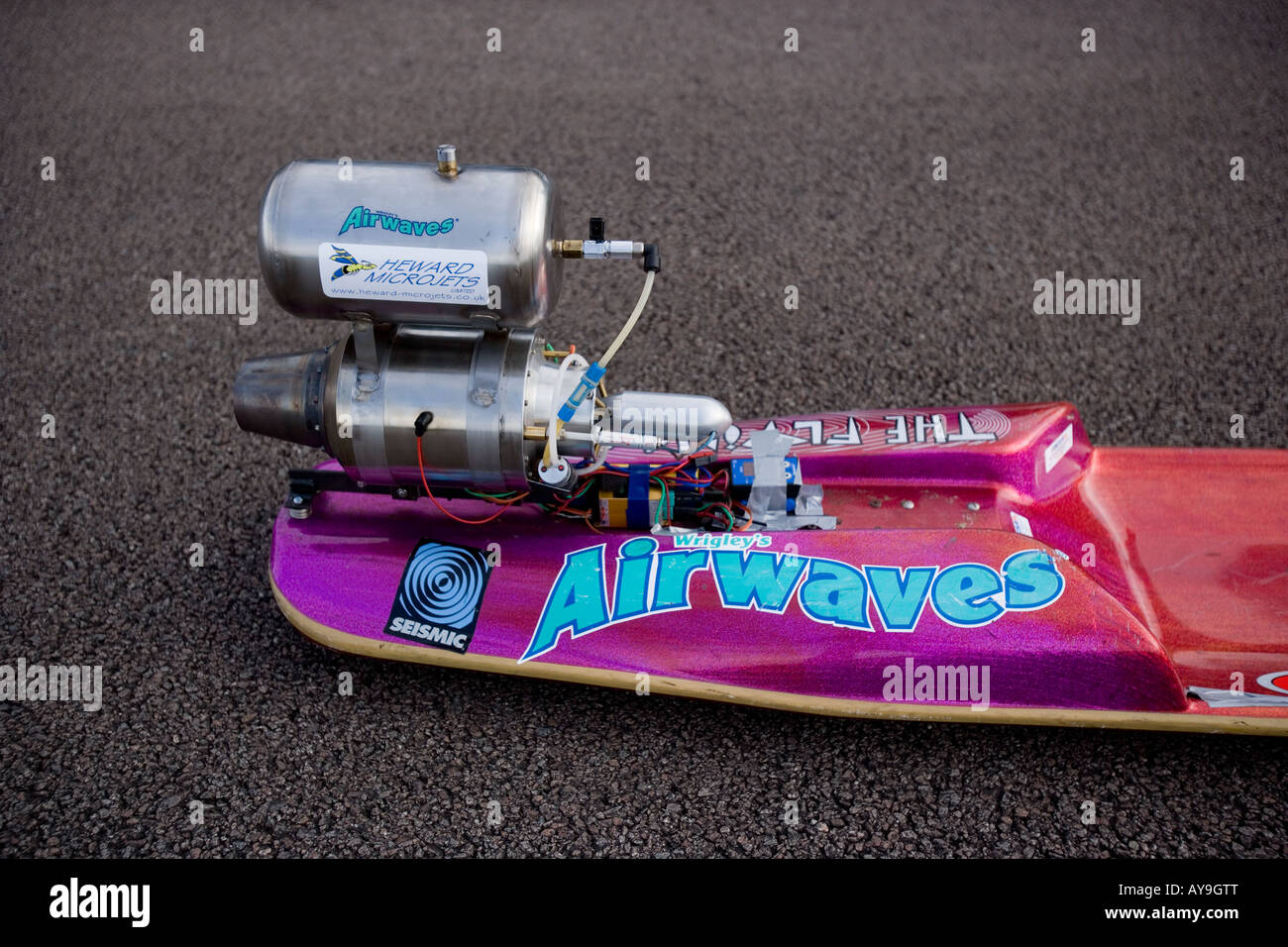 Jet-powered street luge, close up Foto Stock