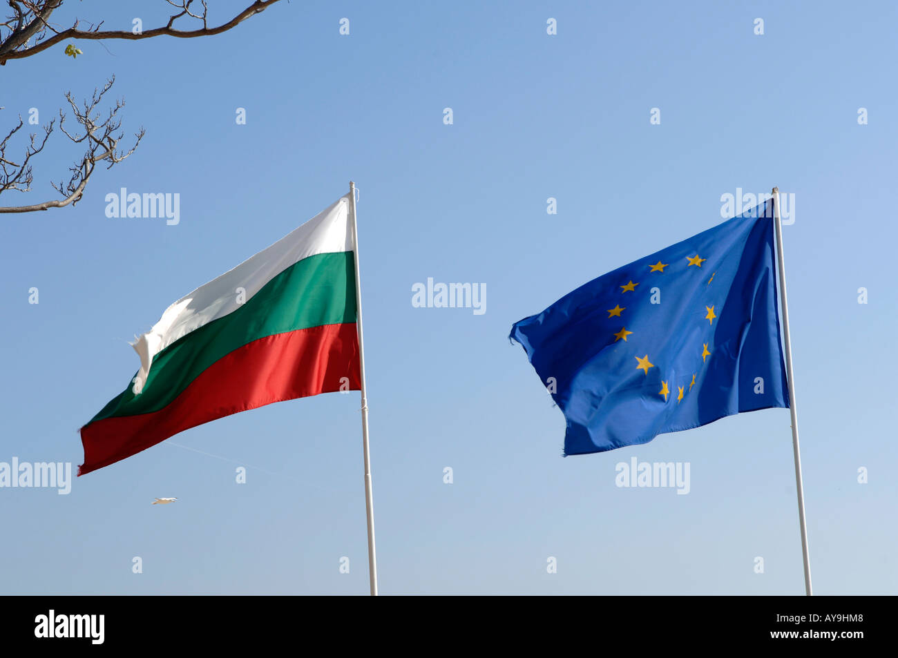 Ue, ingresso di Bulgaria, bandiera bulgara, bandiera UE Foto Stock