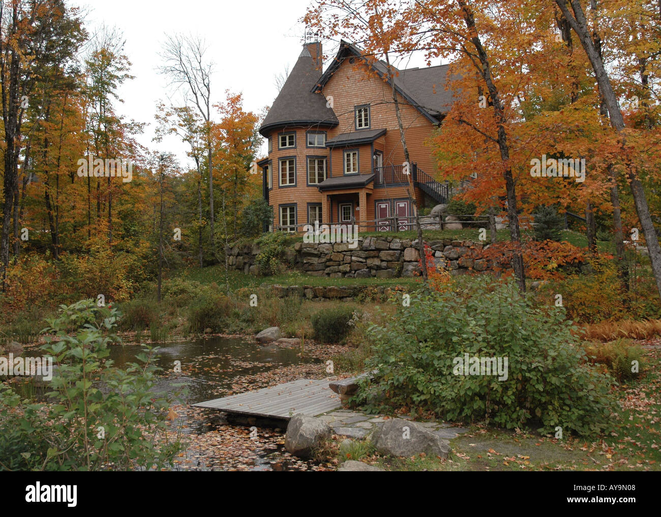 Les Manoirs, tipica casa vacanze alloggio Mt Tremblant, Quebec, Canada Foto Stock