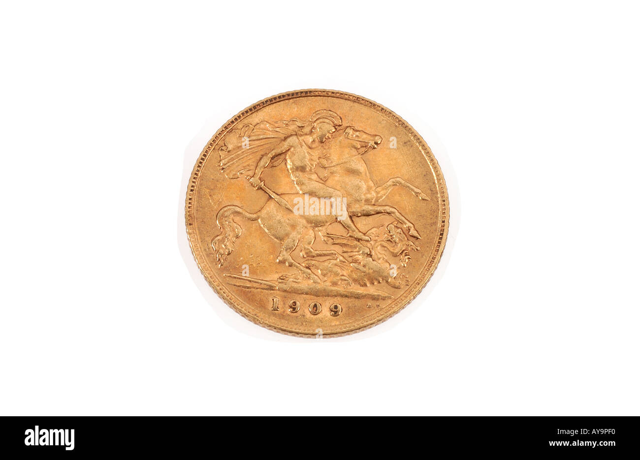 1909 Gold 1/2 Sovrano Coin Foto Stock