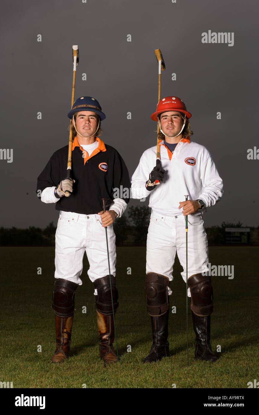 Giocatori di polo con mazze Foto Stock