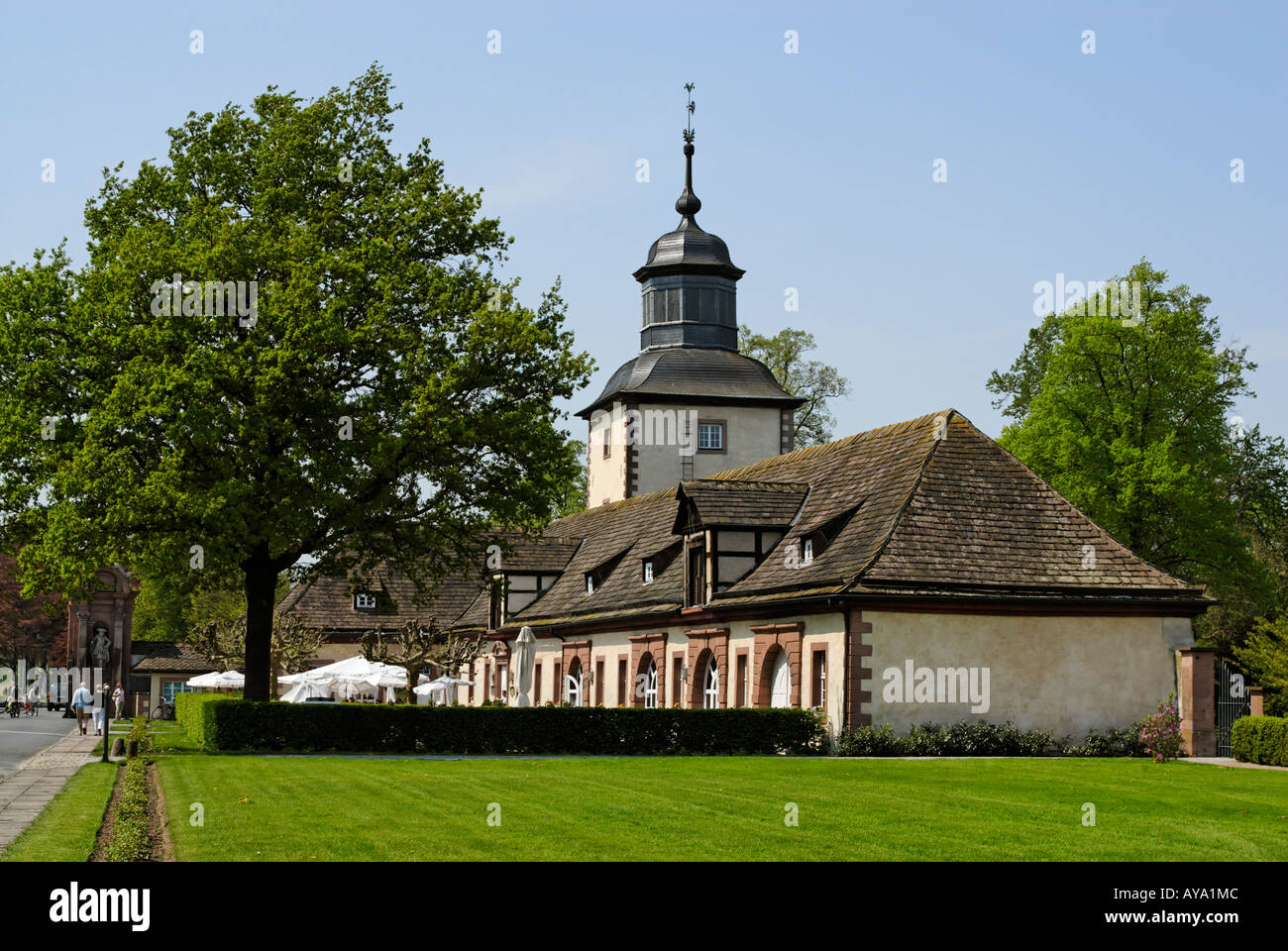 Ex Abbazia e il castello di Corvey in Hoexter Hoexter al Weser vicino a Holzminden della Renania settentrionale-Vestfalia Germania Foto Stock