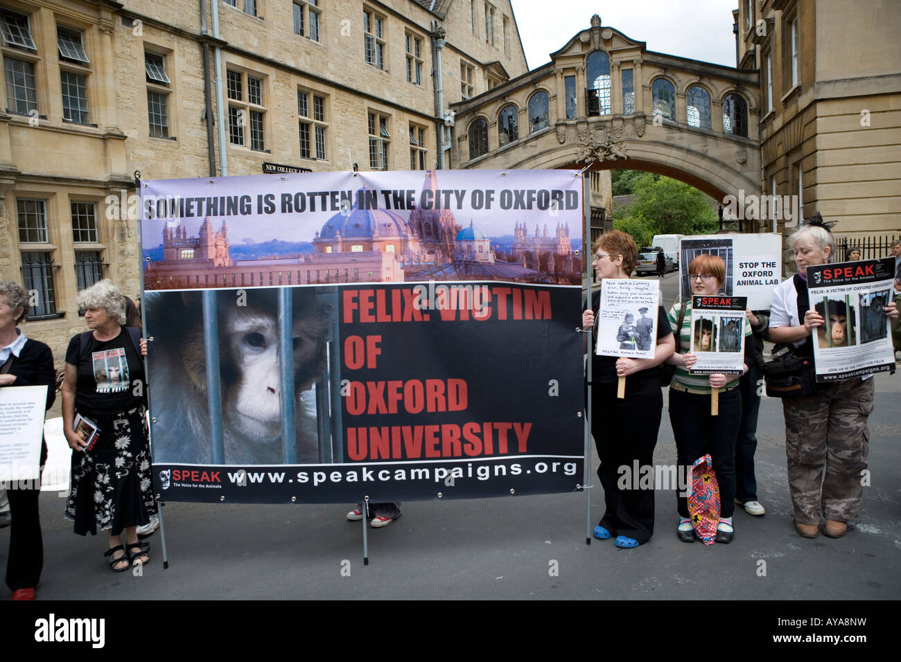 Parlare del gruppo di protesta contro l'animale Oxford lab interrompono la cerimonia Encaenia a Oxford Foto Stock