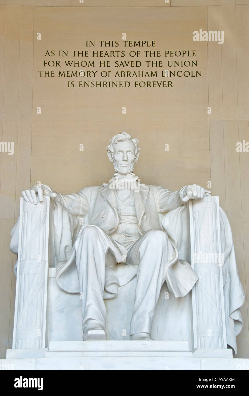 Statua di Abraham Lincoln nel Lincoln Memorial a Washington DC Foto Stock