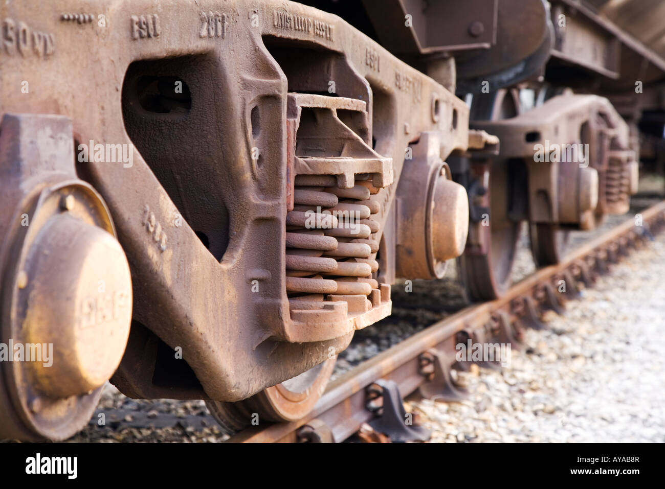 Carro ferroviario carrelli Foto Stock