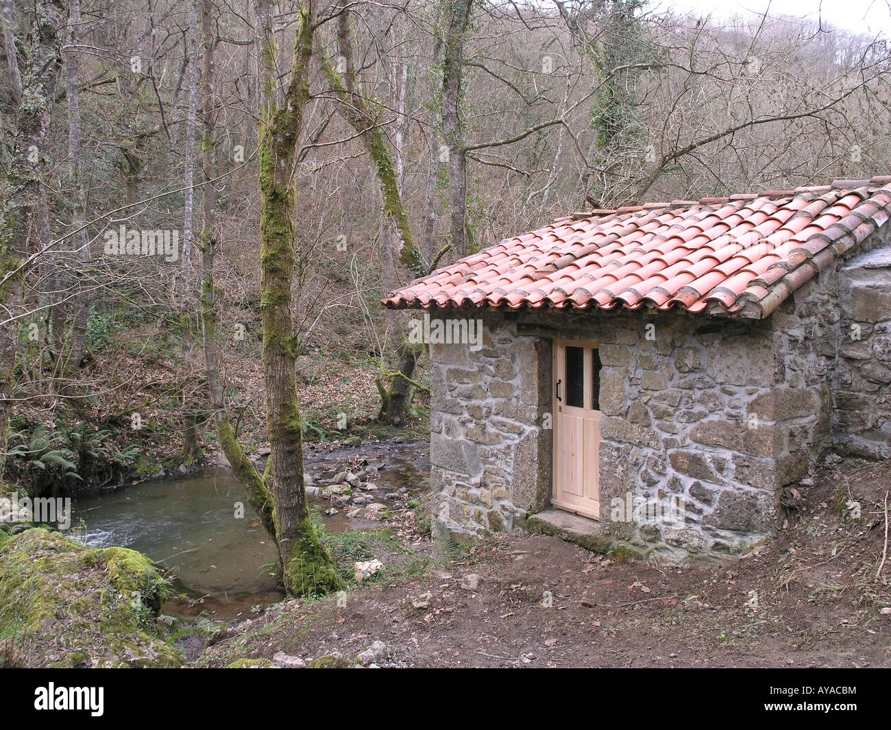 Mulino ad acqua in Bimenes, Asturias, Spagna Foto Stock