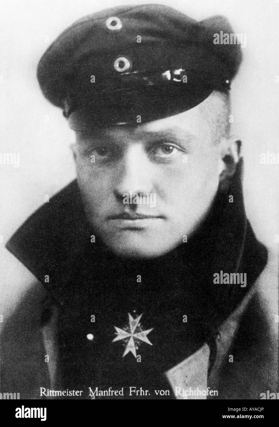Manfred von Richtofen 1917 cartolina del leggendario tedesco fighter ace per il premio del suo pour le Merite Foto Stock