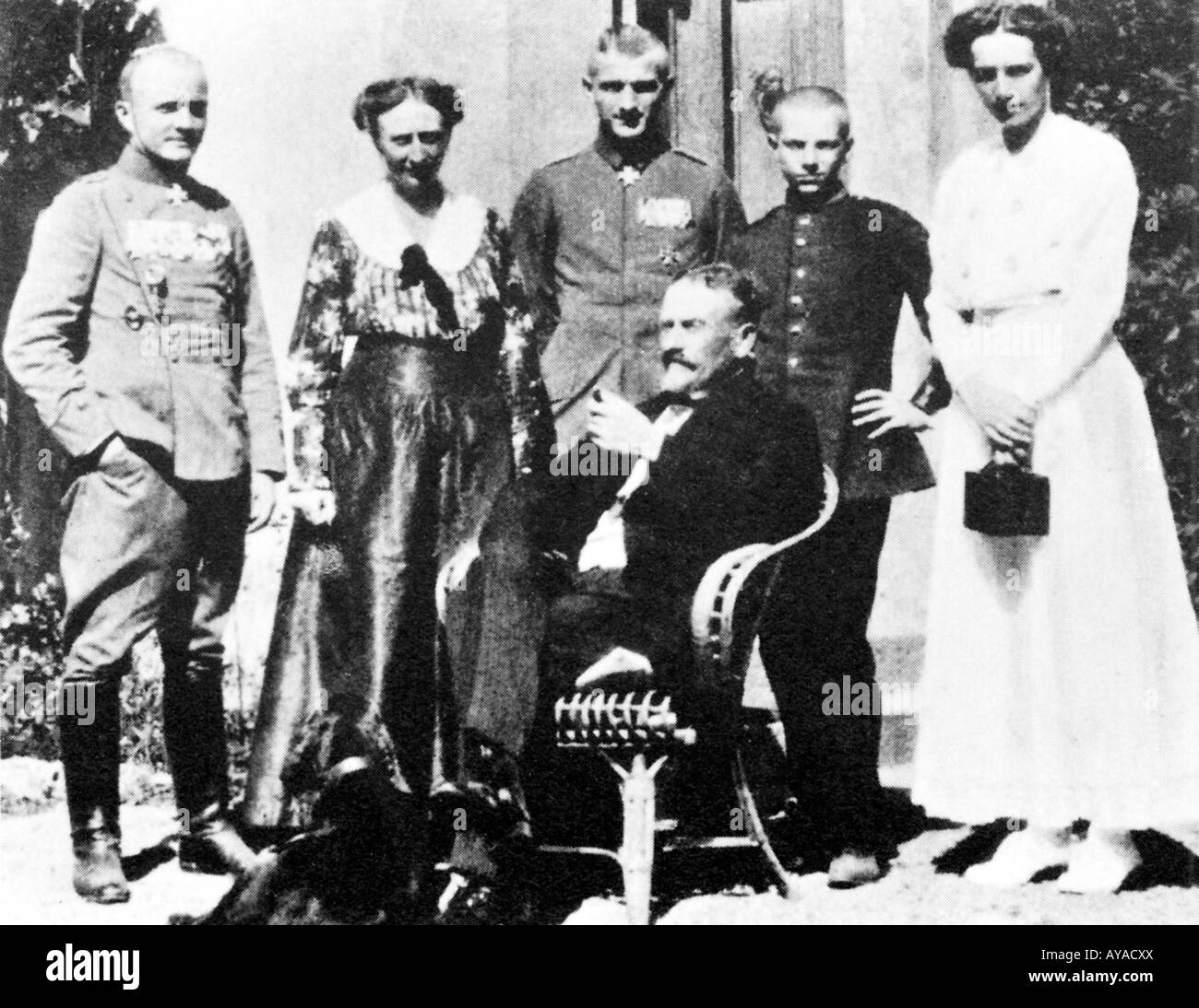 Richtofen Ritratto di famiglia Settembre 1917 l'ultimo con Manfred sua madre Bolko Isle e grandi Albrecht Foto Stock