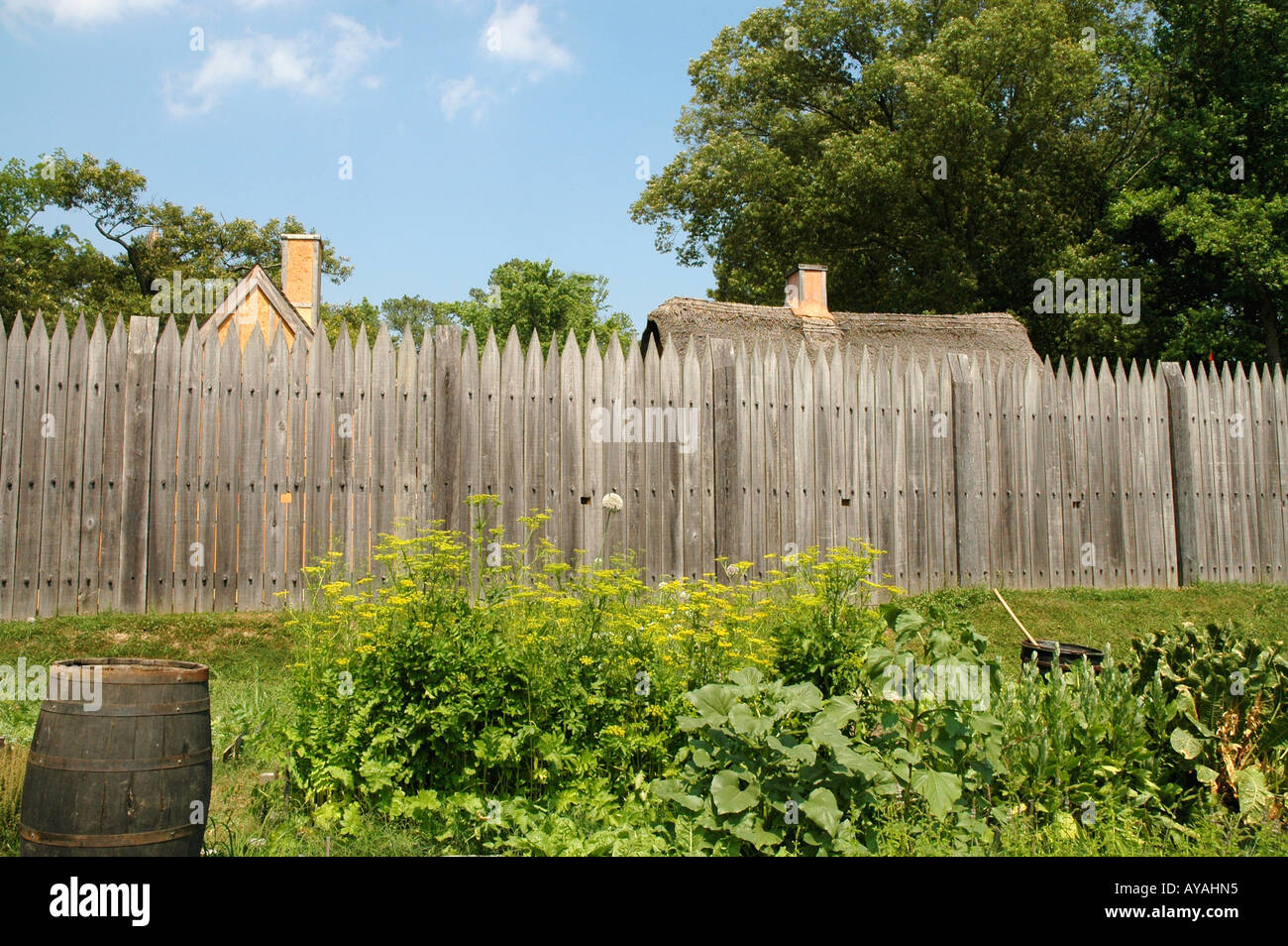 Jamestown Settlement giardino agricoltura Fort James ricreazione storico museo vivente di storia Foto Stock