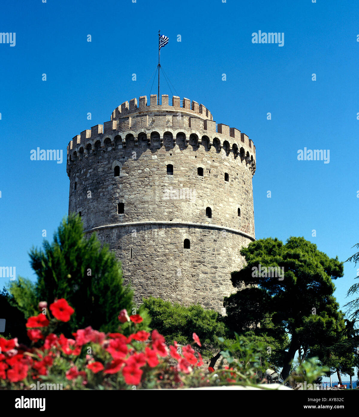 Salonicco La Torre Bianca sul harbourside Foto Stock