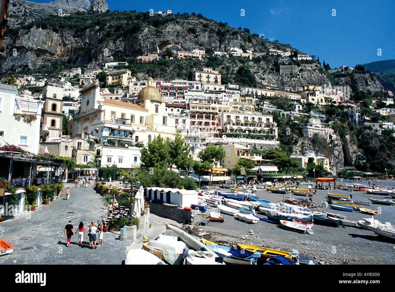 Graziosa cittadina di Positano in Costiera Amalfitana Foto Stock