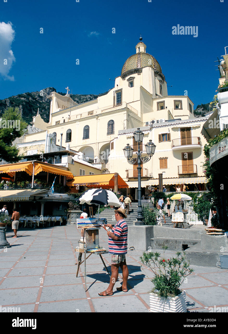 Graziosa cittadina di Positano in Costiera Amalfitana Foto Stock