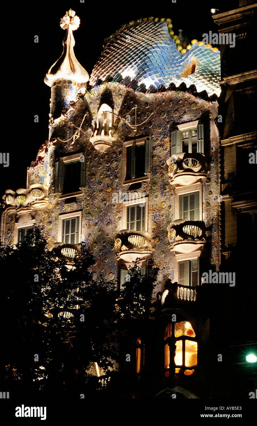 Casa Batlo di Antonio Gaudì a Barcellona Foto Stock