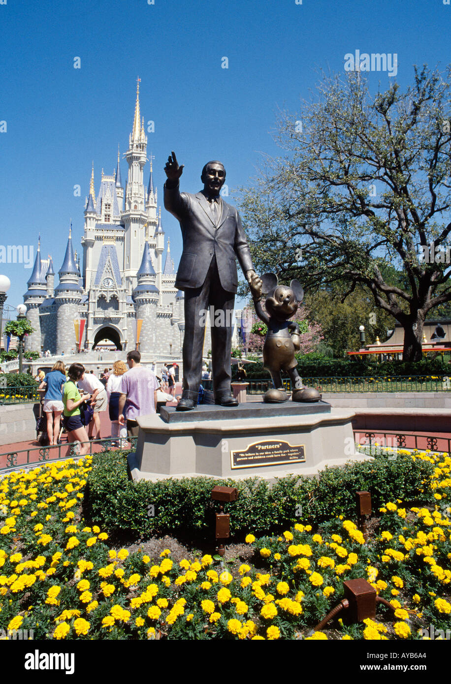 Statua di Walt Disney di Disneyland di Orlando in Florida Foto Stock
