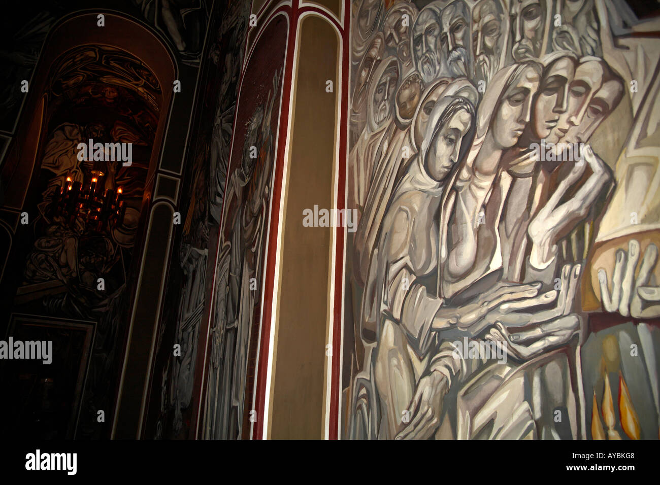 Affreschi moderni nella chiesa del Santissimo Salvatore. Patriarcato, Tsarevets, Veliko Tarnovo, Bulgaria Foto Stock