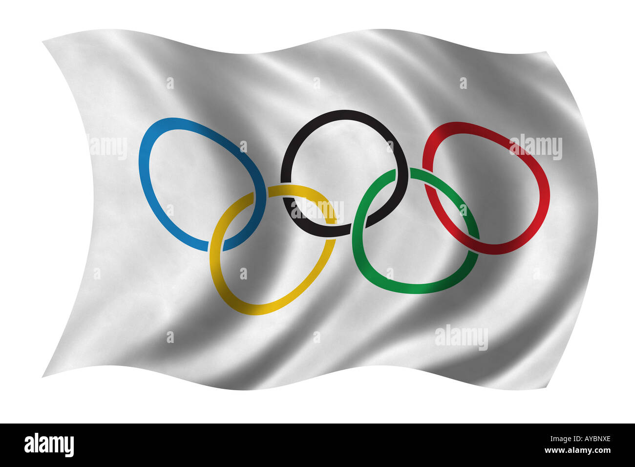 Bandiera olimpica Foto Stock