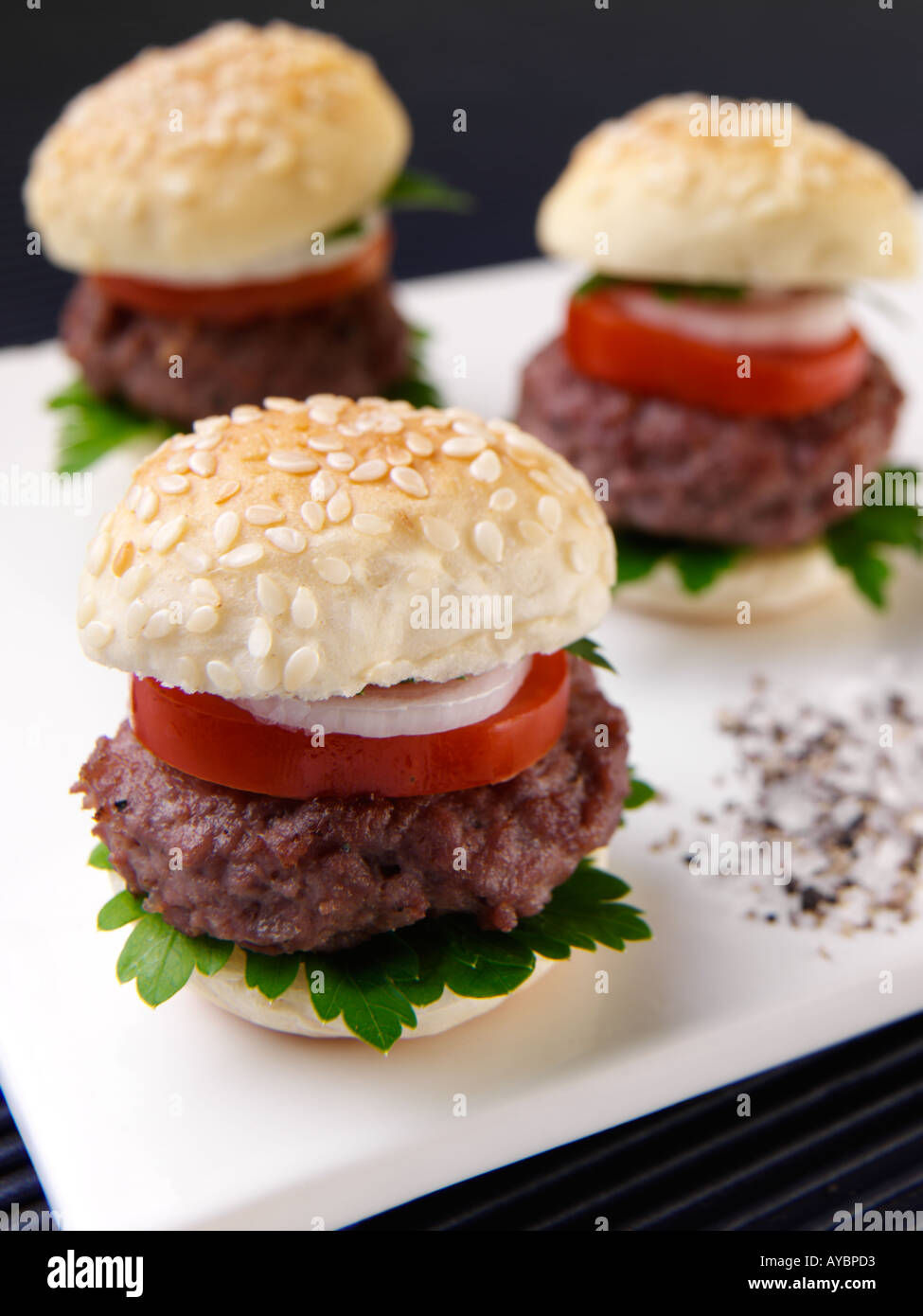 Aberdeen Angus Burger crostini Foto Stock