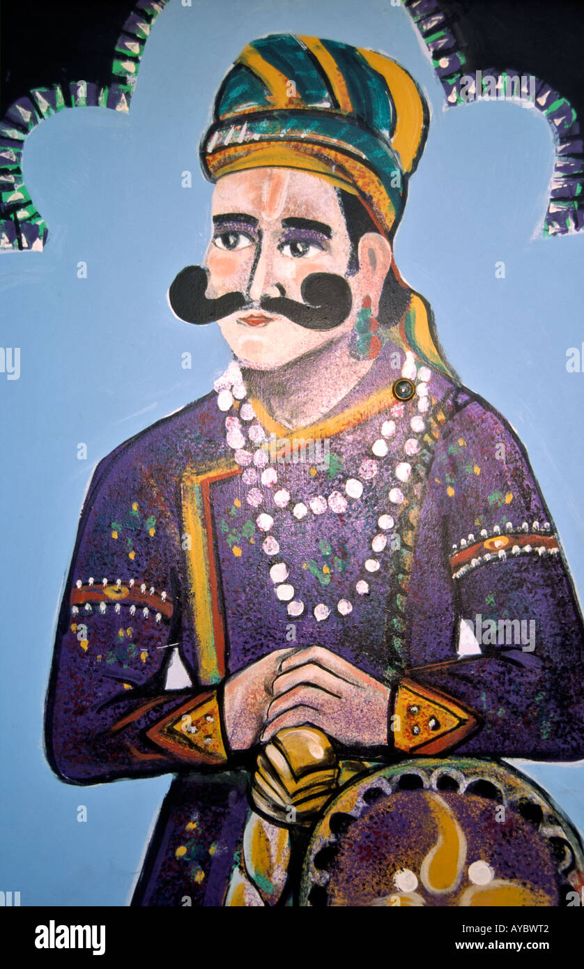 Colorato e misterioso oriente arte indiana copre le pareti del Cosmic Cafe, un ristorante vegetariano a Dallas, in Texas. Foto Stock