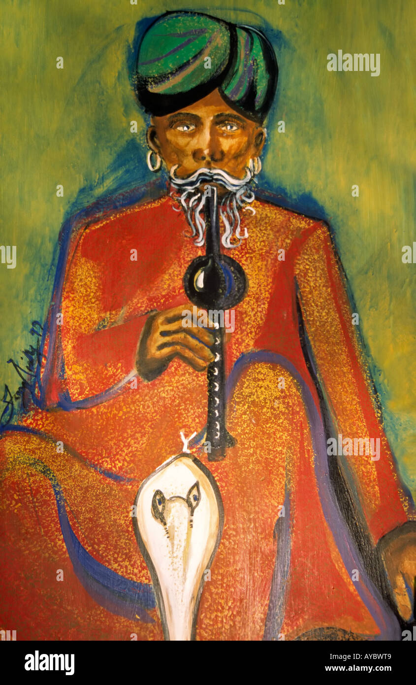 Colorato e misterioso oriente arte indiana copre le pareti del Cosmic Cafe, un ristorante vegetariano a Dallas, in Texas. Foto Stock