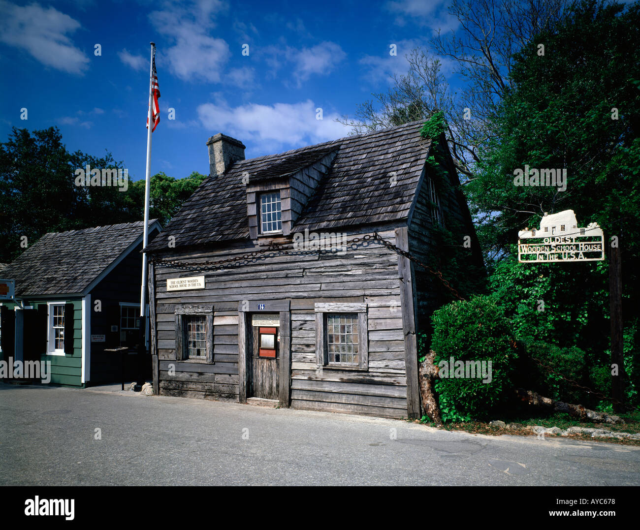 Sant Agostino in Florida che mostra il legno più vecchio Schoolhouse negli Stati Uniti conservato come un elemento turistico Foto Stock