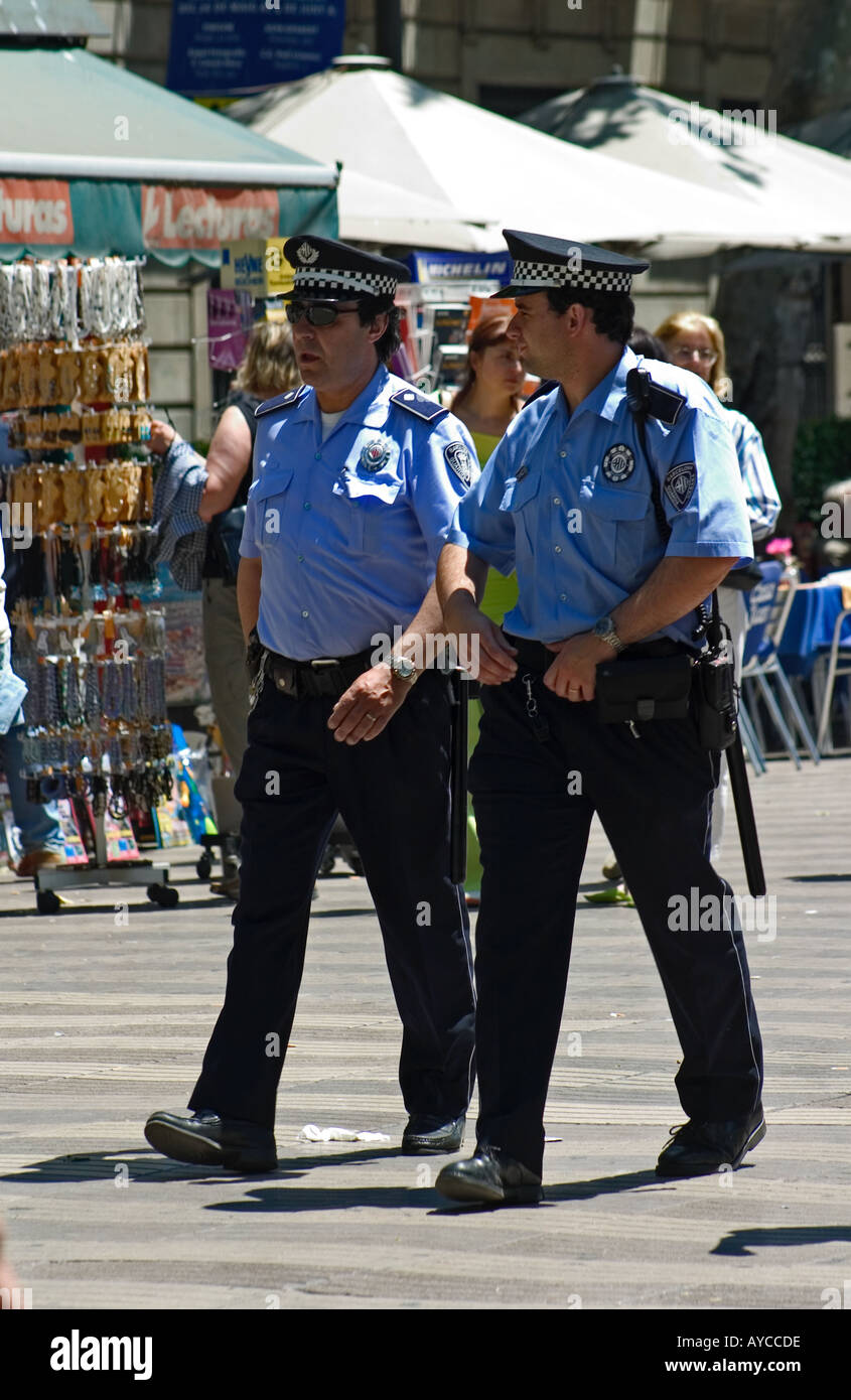 La Rambla poliziotti La Rambla Barcelona Foto Stock