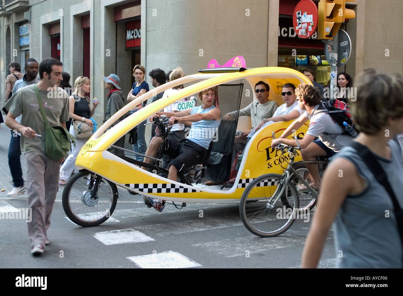 Ciclo Rickshaw Barcellona Spagna Foto Stock