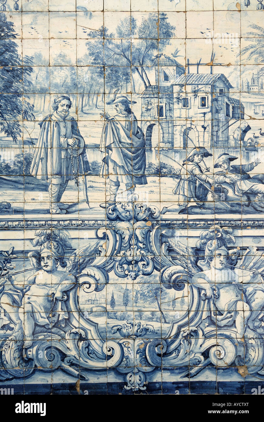 Porto Portogallo barocco tilework Azulejos interno del chiostro della Cattedrale Sé Foto Stock