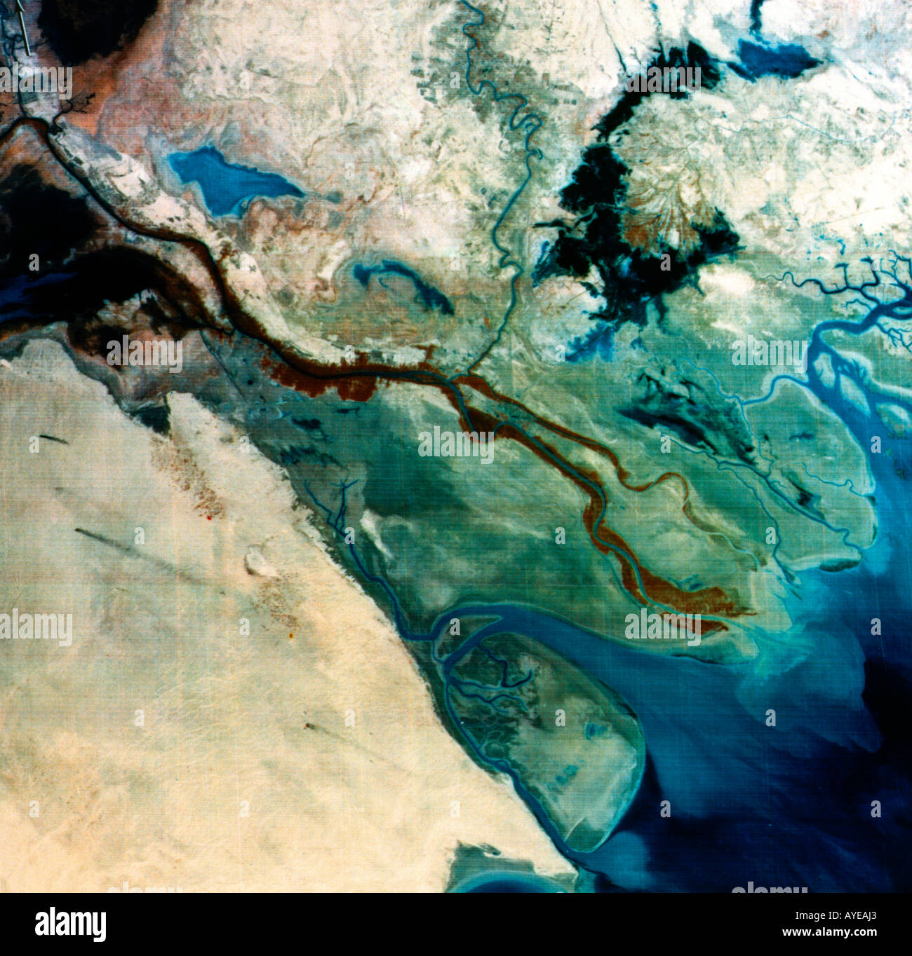 Iraq il Tigri e l Eufrate fiumi dallo spazio Foto Stock