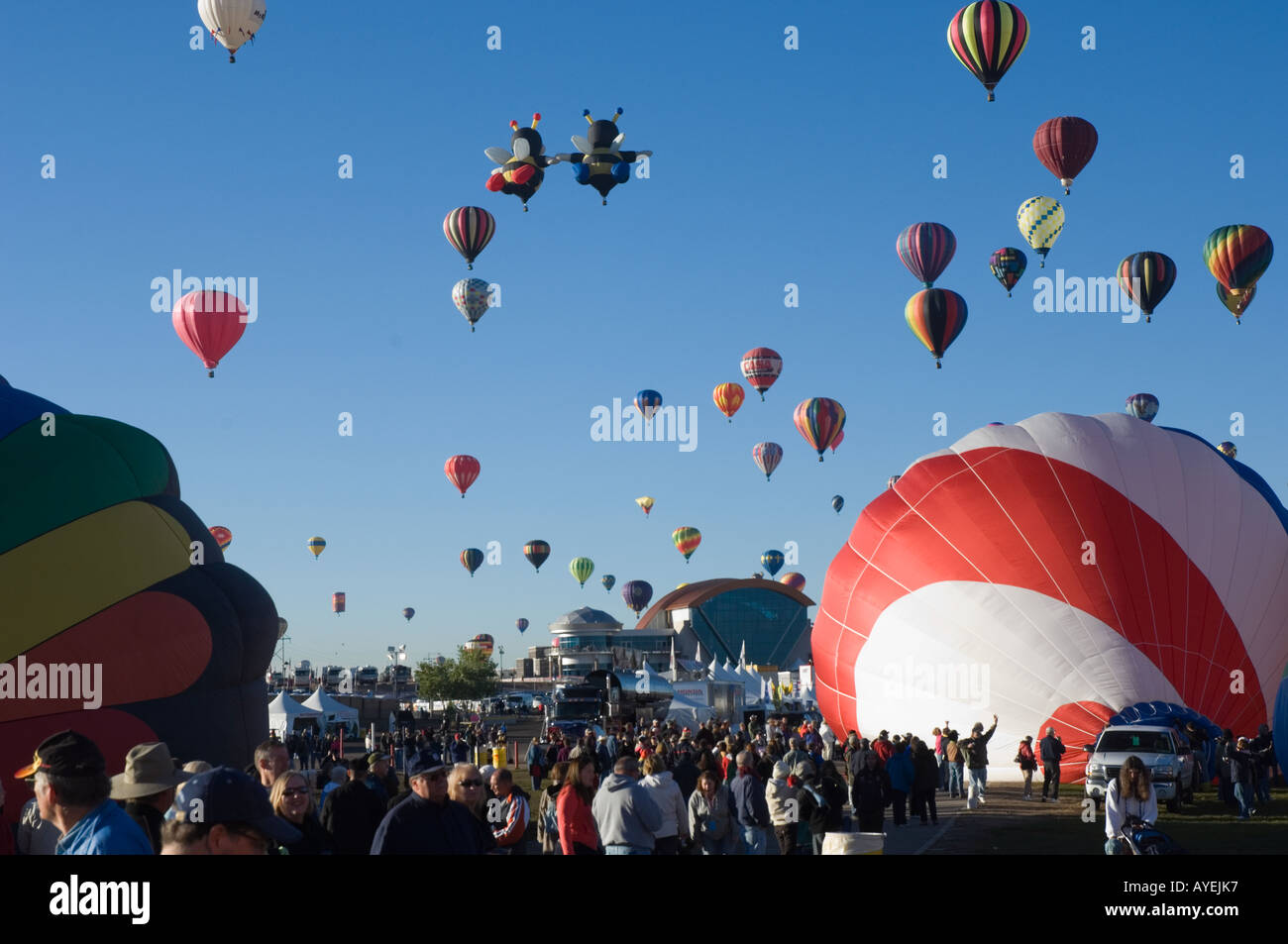 I palloni ad aria calda a Balloon Fiesta di Albuquerque nel New Mexico U S Foto Stock