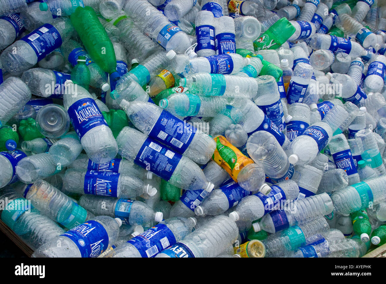 Plastica bottiglie di acqua per il riciclaggio in Thanjavur India del Sud Foto Stock