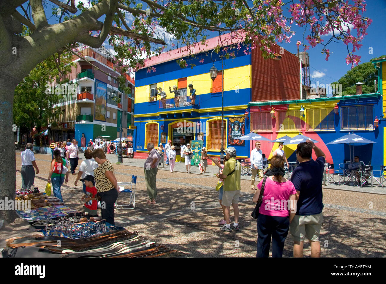 Gli edifici colorati sul Caminito in La Boca barrio di Buenos Aires Argentina Foto Stock