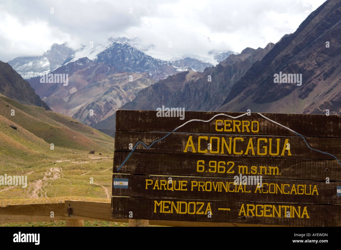 Cerro Aconcagua nella Cordigliera delle Ande Argentina Foto Stock
