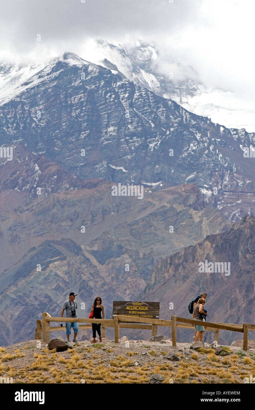 Monte Aconcagua nelle Ande Mountians gamma Argentina Foto Stock