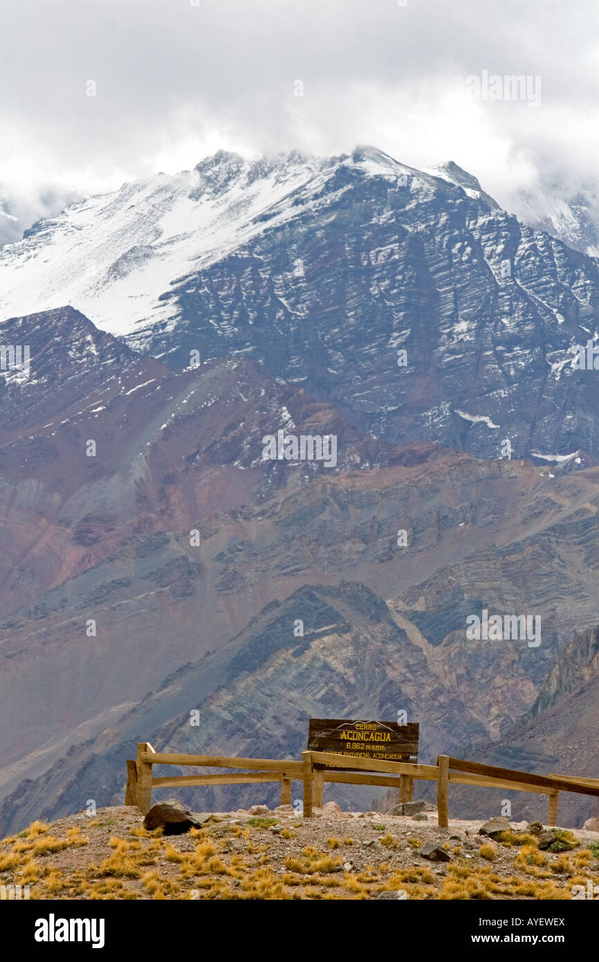 Monte Aconcagua nella Cordigliera delle Ande Argentina Foto Stock