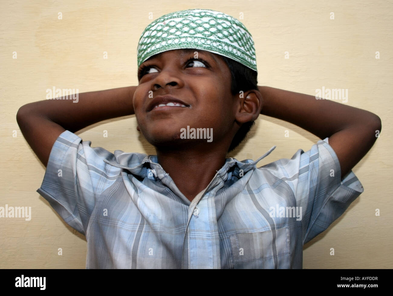 Ritratto di un giovane musulmano indiano , Tamil Nadu , India Foto Stock