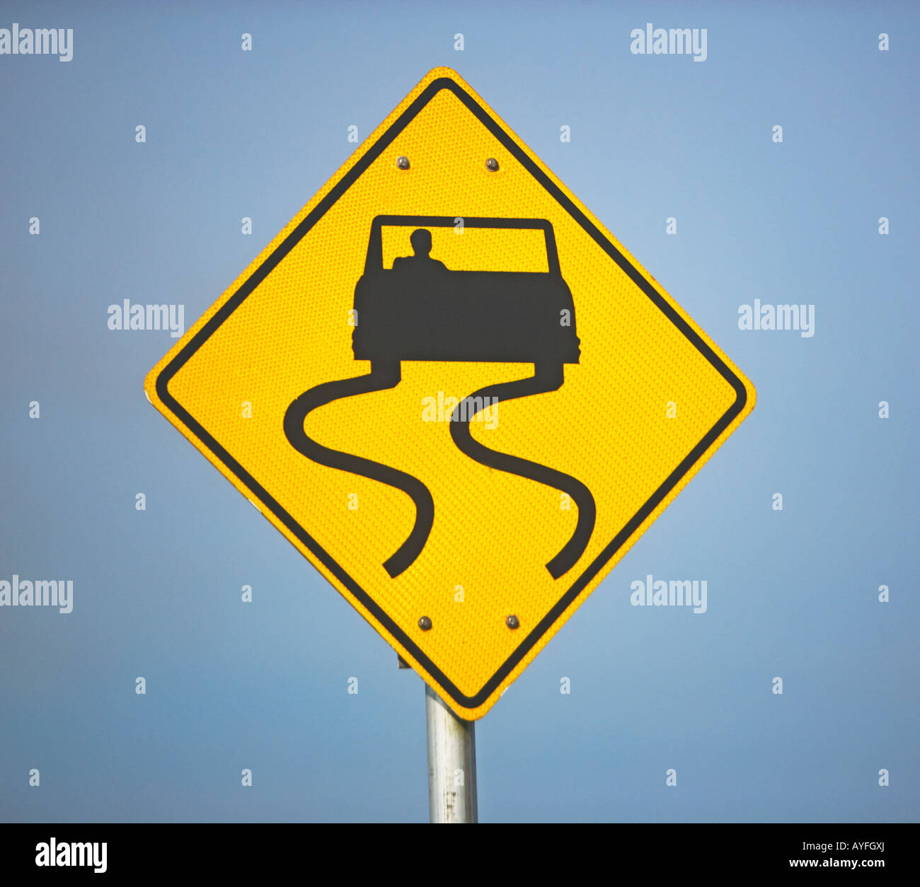 Winding Road Sign Foto Stock