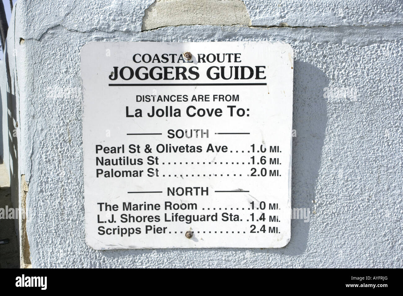 La Jolla Cove, pareggiatori di digital signage, segno, per chi ama fare jogging, Beach, California.strand Foto Stock