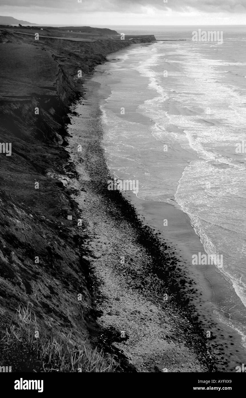Paesaggio bianco e nero, Compton Beach, Compton, Isola di Wight, Inghilterra Foto Stock