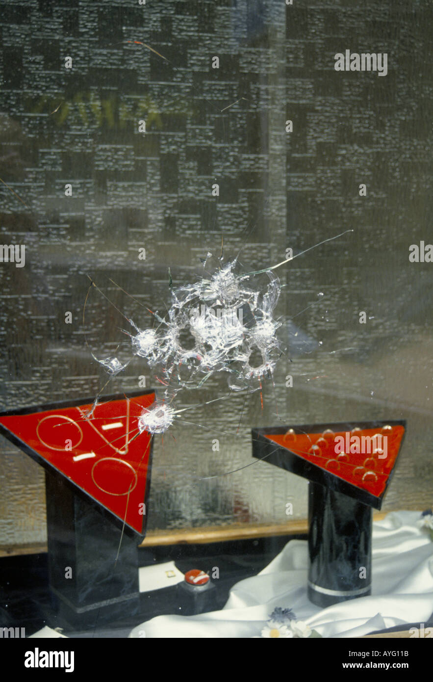 Tentativo di Smash and Grab gioielli shop Praga Foto Stock