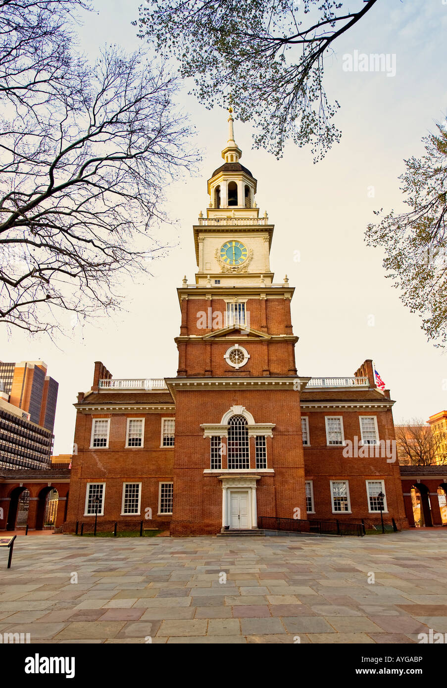 Independence Hall nella città vecchia e 5 Chestnut Street, Philadelphia, Pennsylvania, STATI UNITI D'AMERICA Foto Stock