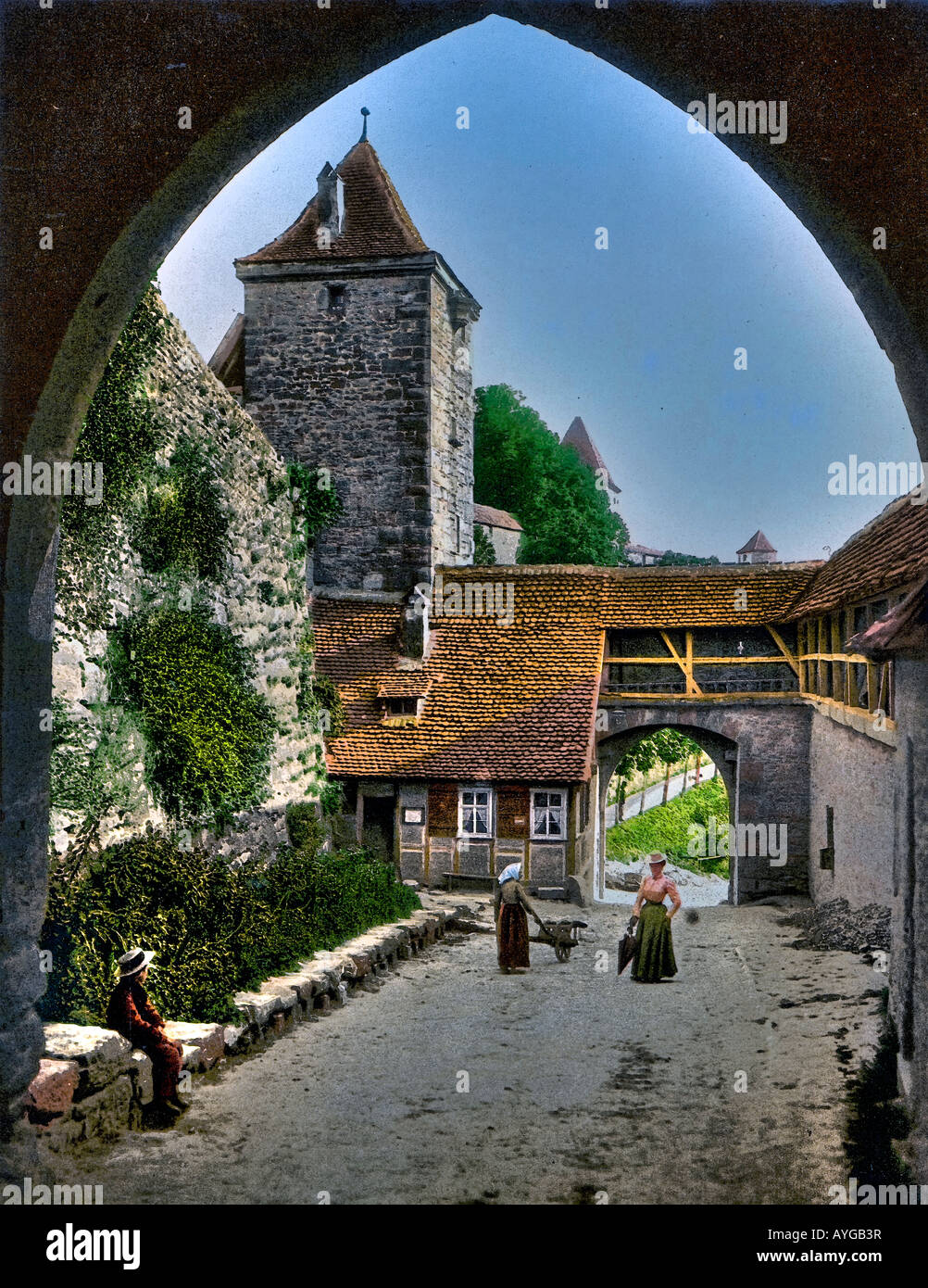 Vista di Rothenburg, Baviera Germania Foto Stock