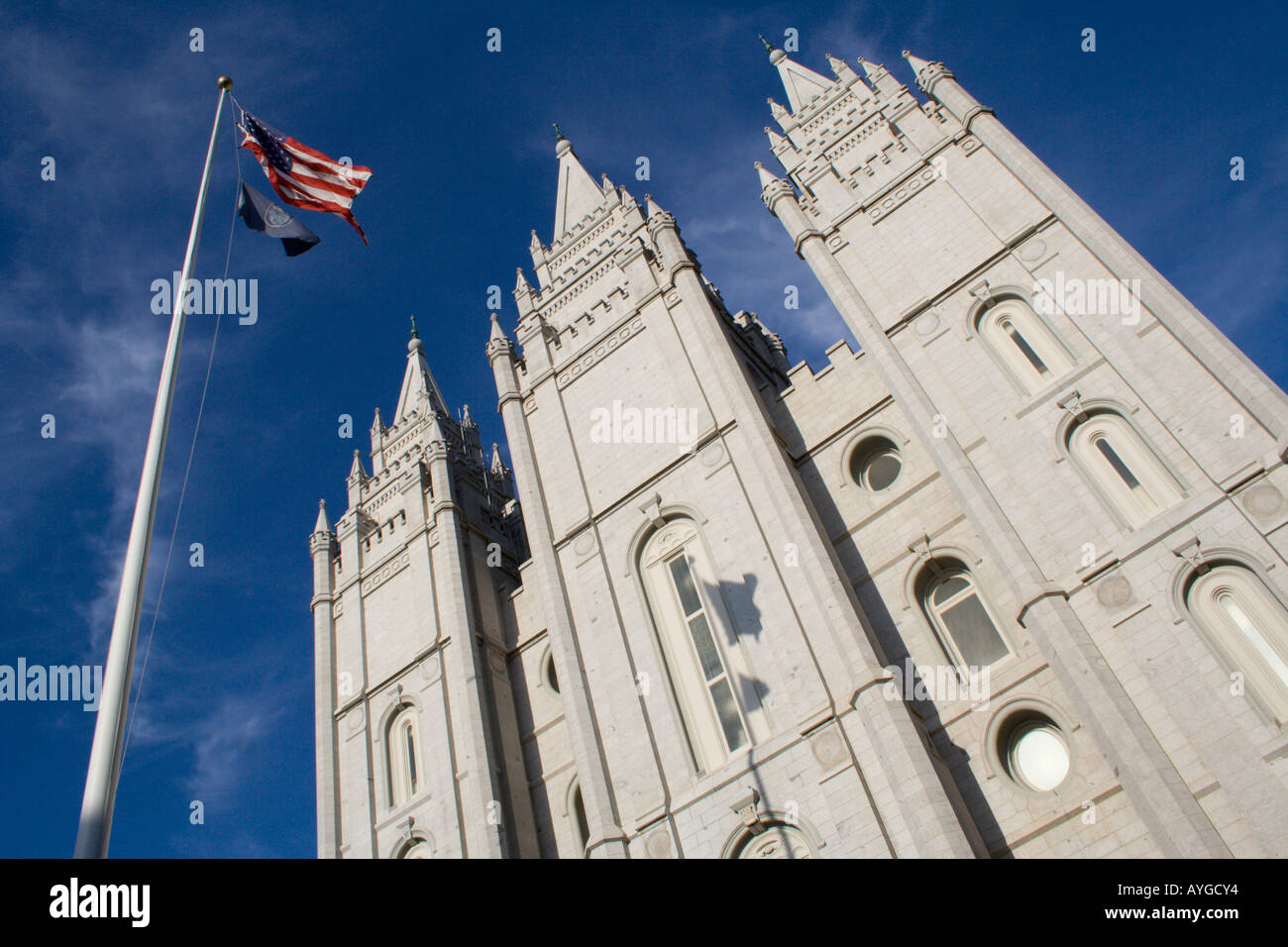 Tempio mormone la Piazza del Tempio di Salt Lake City, Utah USA Foto Stock